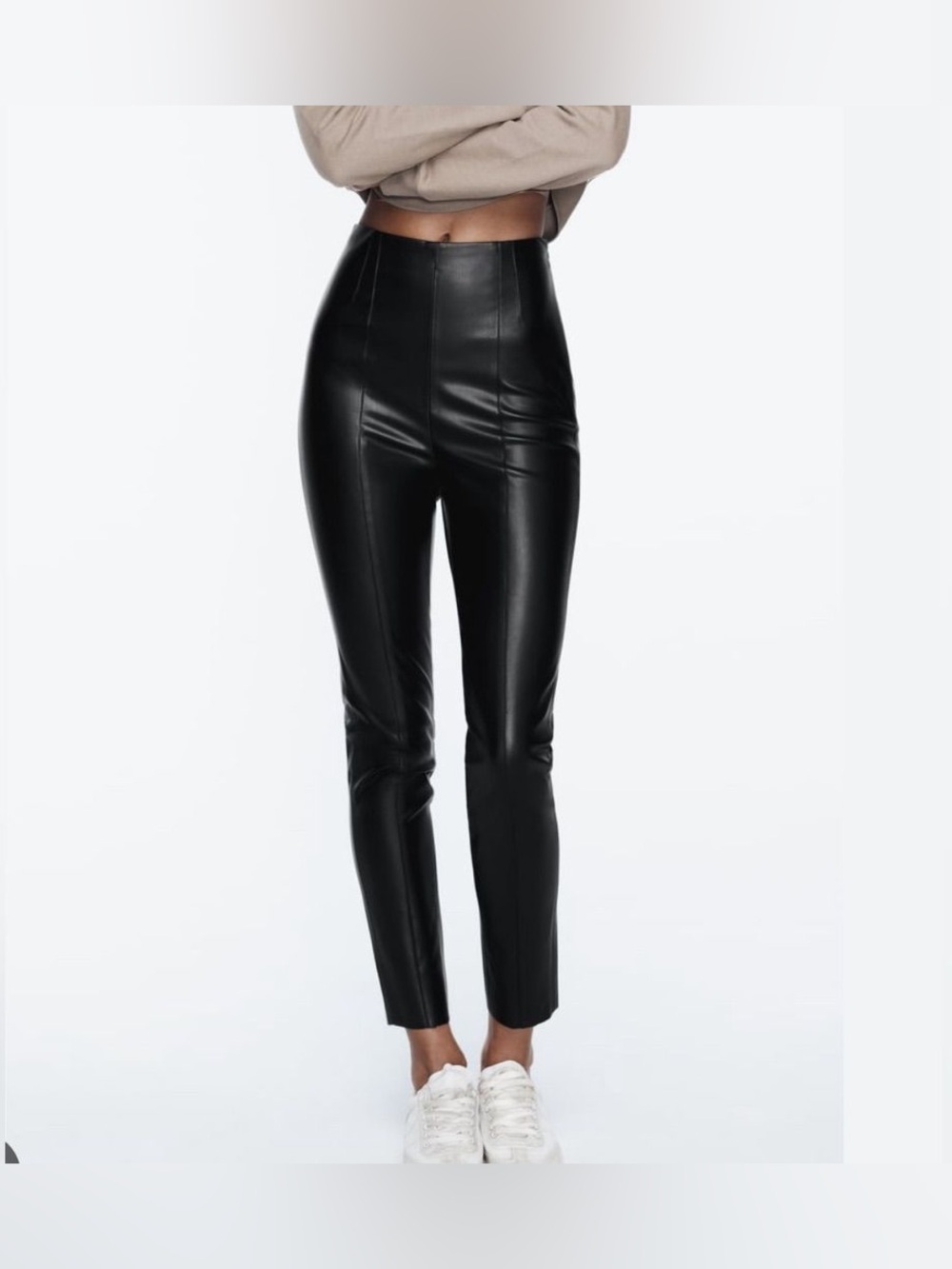 Zara High-Waist Black Faux Leather Pants